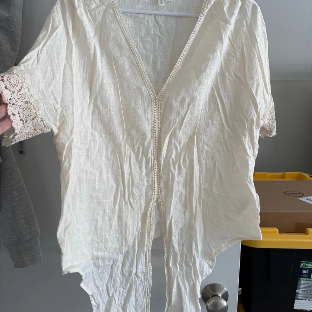 Max Studio Ivory V-Neck Blouse